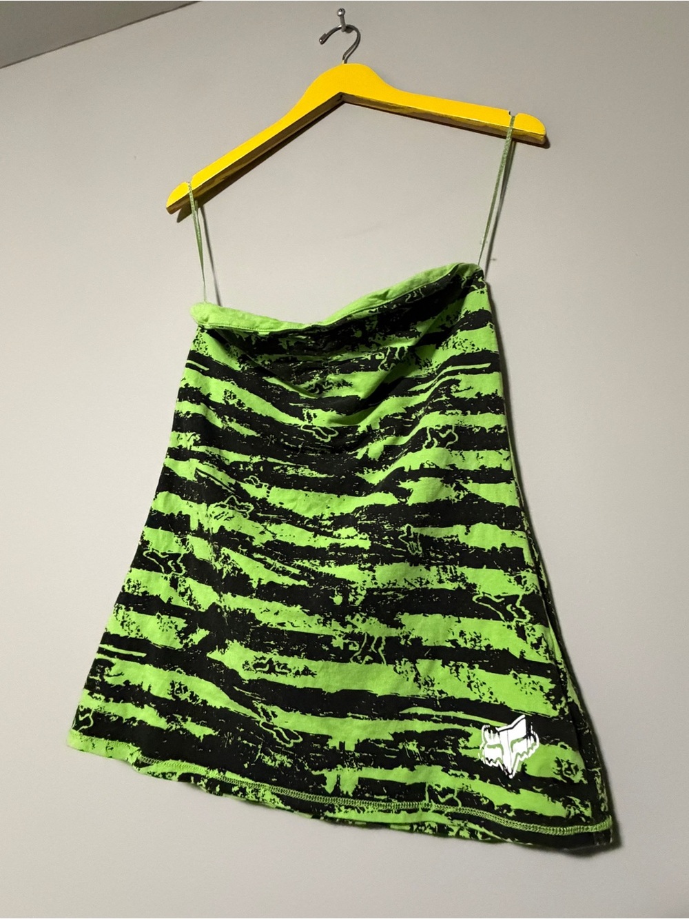Y2K skater Fox Racing neon green tube top Size M